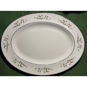 Edgerton Fine China Spring Rhapsody Oval Serving Platter Platinum Trim USA